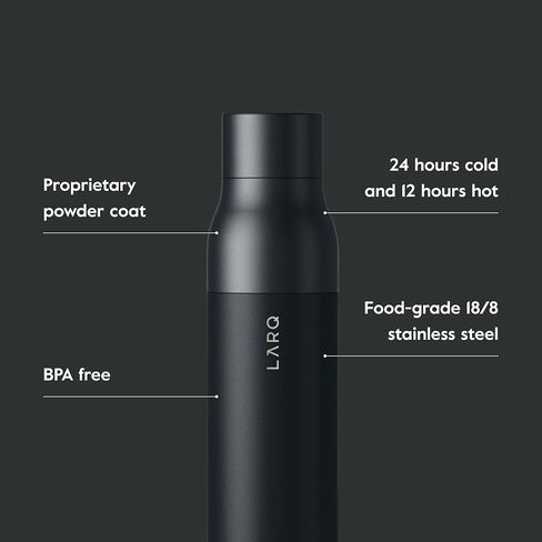 LARQ Bottle Twist Top 17 oz - Insulated Stainless Steel Water Bottle | Thermos, BPA Free | Reusable Water Bottle for Camping, Office, and Travel | Keep Drinks Cold and Hot, Granite White in Saudi Arabia