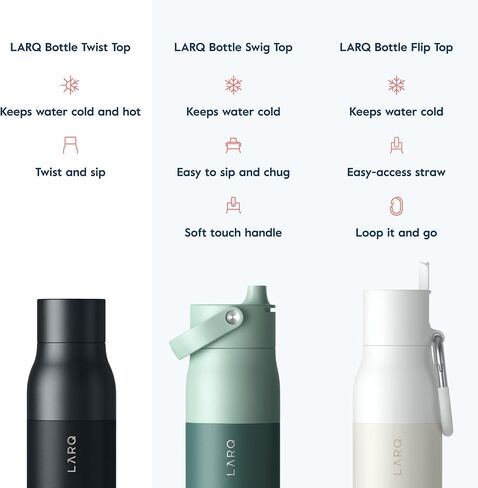 LARQ Bottle Twist Top 17 oz - Insulated Stainless Steel Water Bottle | Thermos, BPA Free | Reusable Water Bottle for Camping, Office, and Travel | Keep Drinks Cold and Hot, Granite White in Saudi Arabia
