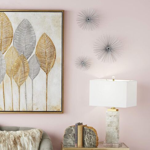 CosmoLiving by Cosmopolitan Metal Starburst ديكور جدار المنزل ثلاثي الأبعاد، مجموعة من 3 لوحات جدارية مقاس 6 بوصات و9 بوصات و12 بوصة عرضًا، فضي in Saudi Arabia