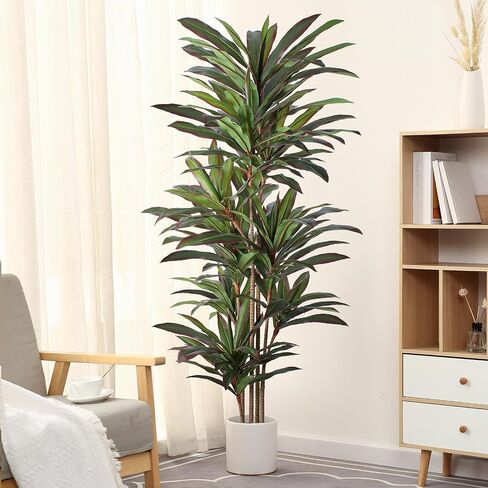 Dracaena Artificial Plant 4ft Red Yucca Silk Tree Faux Plants Indoor Tall Fake House Floor Plants Realistic Artificial Trees for Home Office Decor Indoor Outdoor Housewarming Gift in Kuwait