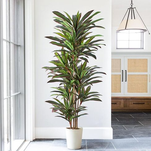 Dracaena Artificial Plant 4ft Red Yucca Silk Tree Faux Plants Indoor Tall Fake House Floor Plants Realistic Artificial Trees for Home Office Decor Indoor Outdoor Housewarming Gift in Kuwait