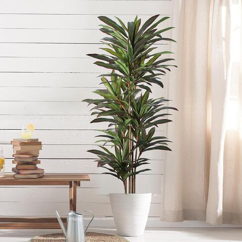 Dracaena Artificial Plant 4ft Red Yucca Silk Tree Faux Plants Indoor Tall Fake House Floor Plants Realistic Artificial Trees for Home Office Decor Indoor Outdoor Housewarming Gift in Kuwait
