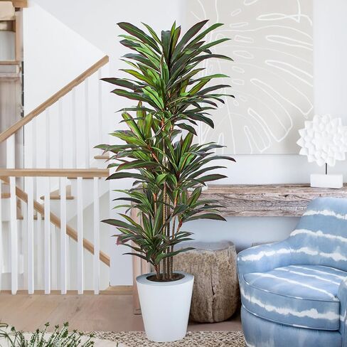 Dracaena Artificial Plant 4ft Red Yucca Silk Tree Faux Plants Indoor Tall Fake House Floor Plants Realistic Artificial Trees for Home Office Decor Indoor Outdoor Housewarming Gift in Kuwait