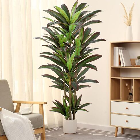 Dracaena Artificial Plant 4ft Red Yucca Silk Tree Faux Plants Indoor Tall Fake House Floor Plants Realistic Artificial Trees for Home Office Decor Indoor Outdoor Housewarming Gift in Kuwait