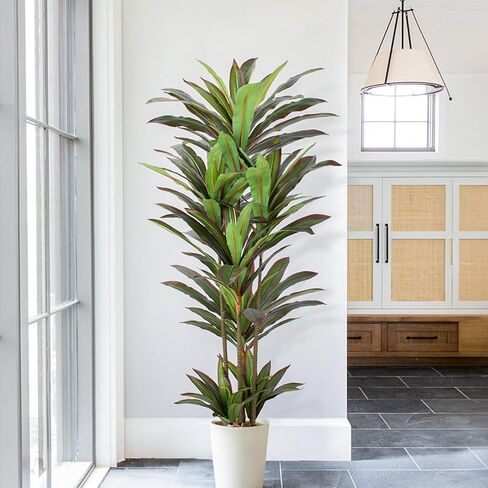 Dracaena Artificial Plant 4ft Red Yucca Silk Tree Faux Plants Indoor Tall Fake House Floor Plants Realistic Artificial Trees for Home Office Decor Indoor Outdoor Housewarming Gift in Kuwait