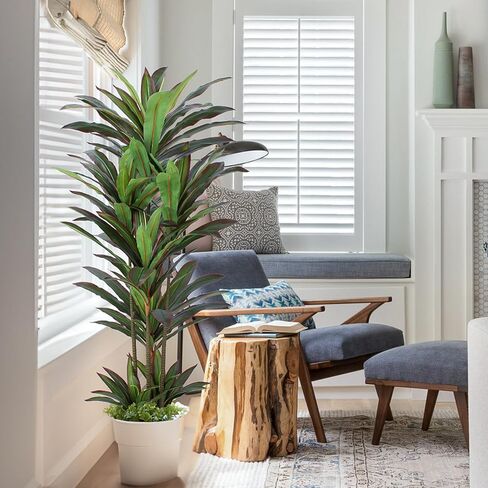 Dracaena Artificial Plant 4ft Red Yucca Silk Tree Faux Plants Indoor Tall Fake House Floor Plants Realistic Artificial Trees for Home Office Decor Indoor Outdoor Housewarming Gift in Kuwait