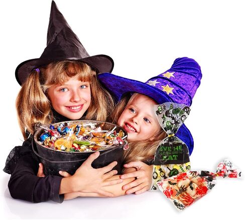 150 قطعة من أكياس حلوى السيلوفان للهالوين، أكياس حلوى الهالوين، خفافيش اليقطين، جمجمة شبح شفافة، حقيبة هدايا تشيلو مع 210 ربطات ملفوفة، حقائب للوجبات الخفيفة لمستلزمات حفلات الأطفال ومفضلات خدعة أو حلوى in Kuwait