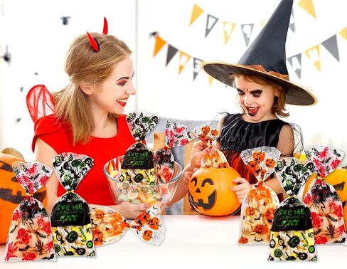 150 قطعة من أكياس حلوى السيلوفان للهالوين، أكياس حلوى الهالوين، خفافيش اليقطين، جمجمة شبح شفافة، حقيبة هدايا تشيلو مع 210 ربطات ملفوفة، حقائب للوجبات الخفيفة لمستلزمات حفلات الأطفال ومفضلات خدعة أو حلوى in Kuwait