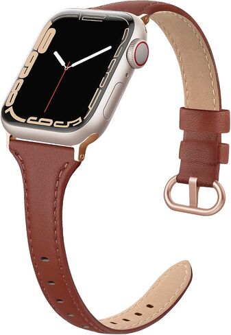 سوار جلد SWEES متوافق مع ساعة Apple 38 مم 40 مم 41 مم، حزام جلد أصلي رفيع وأنيق متوافق مع iWatch Series 9,8، 7، 6، 5، 4، 3، 2، 1، SE، Sport & Edition للسيدات in Kuwait