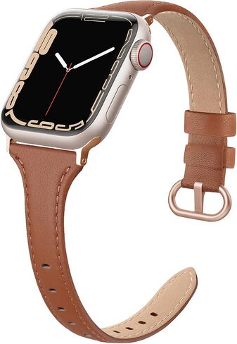 سوار جلد SWEES متوافق مع ساعة Apple 38 مم 40 مم 41 مم، حزام جلد أصلي رفيع وأنيق متوافق مع iWatch Series 9,8، 7، 6، 5، 4، 3، 2، 1، SE، Sport & Edition للسيدات in Kuwait