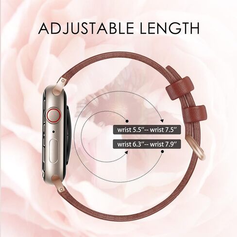 سوار جلد SWEES متوافق مع ساعة Apple 38 مم 40 مم 41 مم، حزام جلد أصلي رفيع وأنيق متوافق مع iWatch Series 9,8، 7، 6، 5، 4، 3، 2، 1، SE، Sport & Edition للسيدات in Kuwait