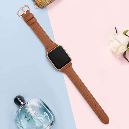 سوار جلد SWEES متوافق مع ساعة Apple 38 مم 40 مم 41 مم، حزام جلد أصلي رفيع وأنيق متوافق مع iWatch Series 9,8، 7، 6، 5، 4، 3، 2، 1، SE، Sport & Edition للسيدات in Kuwait