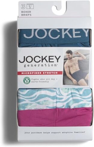 ملابس داخلية للرجال من Jockey مصنوعة من الألياف الدقيقة النشطة مقاس 5 بوصات - 3 قطع، أزرق/أحمر/كحلي، مقاس صغير in Saudi Arabia
