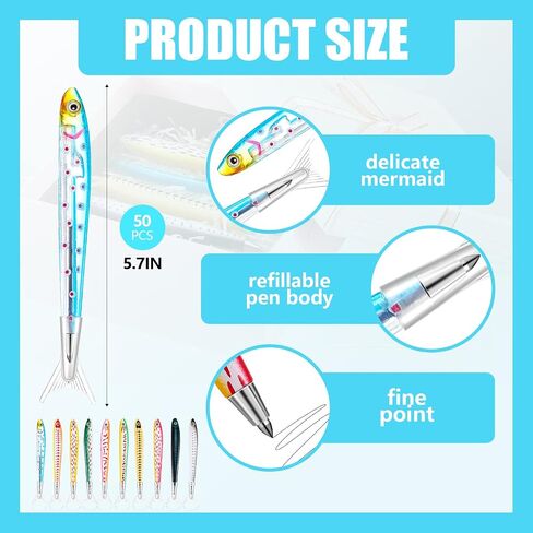 Outus Fish Pen Ballpoint Ink Pens Kawaii Novelty Pen 0.7 mm Bulk Realistic Fishing Decoration for Sea Party Favors Halloween Christmas Near Year Gift(50 Pieces) in Saudi Arabia