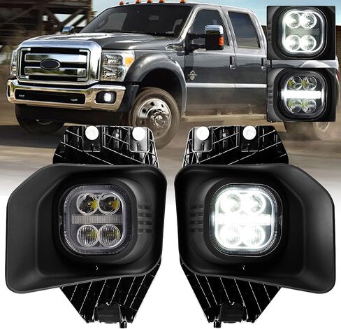 مصابيح ضباب LED مع مصابيح تشغيل نهارية لفورد 2011 2012 2013 2014 2015 2016 F250 F350 F450 F550 مجموعة مصابيح الضباب OEM مصد القيادة ترقية مصباح الضباب لفورد F250 11-16 in Kuwait