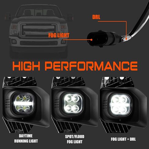 مصابيح ضباب LED مع مصابيح تشغيل نهارية لفورد 2011 2012 2013 2014 2015 2016 F250 F350 F450 F550 مجموعة مصابيح الضباب OEM مصد القيادة ترقية مصباح الضباب لفورد F250 11-16 in Kuwait