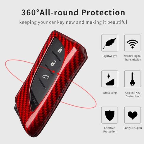 Key Fob Cover Compatible with Lexus,Real Carbon Fiber Key Fob Protector Fits for Lexus GX460 LC500 LS500 RZ450 RX350 ES350 NX 2018-2023 Remote Key Case,Red in Saudi Arabia