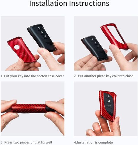 Key Fob Cover Compatible with Lexus,Real Carbon Fiber Key Fob Protector Fits for Lexus GX460 LC500 LS500 RZ450 RX350 ES350 NX 2018-2023 Remote Key Case,Red in Saudi Arabia