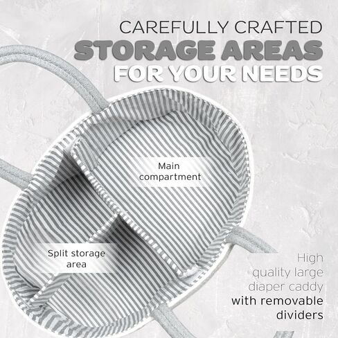 Cotton Rope Diaper Caddy Organizer - Large Diaper Caddy Basket for Newborn Baby, Woven Diaper Caddy with Dividers, Baby Baskets for Nursery, Organizing Diaper Caddy for Baby Shower Gifts in Saudi Arabia