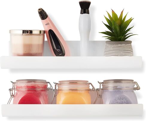 Clear Acrylic Floating Wall Shelves, Two Pack, 15 Inch Wall Bookshelf for Kids, 5 mm Acrylic Shelves for Kitchen, Shower, Nursery. Spice Rack, Display Organizer, Bathroom Storage Shelves (Black) in Saudi Arabia