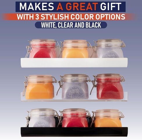 Clear Acrylic Floating Wall Shelves, Two Pack, 15 Inch Wall Bookshelf for Kids, 5 mm Acrylic Shelves for Kitchen, Shower, Nursery. Spice Rack, Display Organizer, Bathroom Storage Shelves (Black) in Saudi Arabia