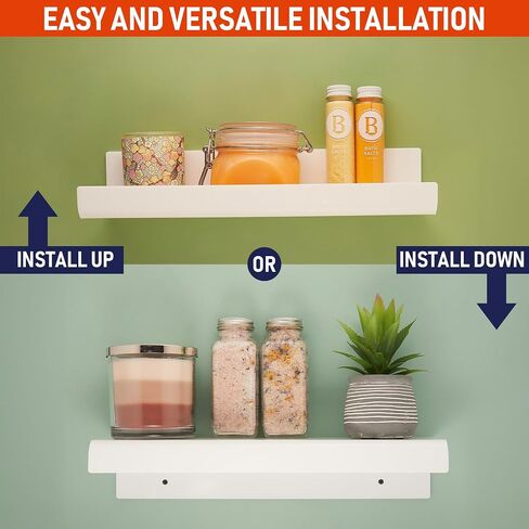Clear Acrylic Floating Wall Shelves, Two Pack, 15 Inch Wall Bookshelf for Kids, 5 mm Acrylic Shelves for Kitchen, Shower, Nursery. Spice Rack, Display Organizer, Bathroom Storage Shelves (Black) in Saudi Arabia