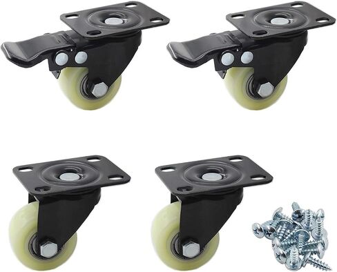 1.5'' Swivel Caster Wheels,ULIFESTAR Heavy Duty Plate Casters with Safety Brake,Locking Casters for Furniture with Strong Bearing No Noise Wheels,130 Lbs Per Caster Pack of 4 (White) in Kuwait