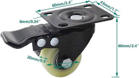 1.5'' Swivel Caster Wheels,ULIFESTAR Heavy Duty Plate Casters with Safety Brake,Locking Casters for Furniture with Strong Bearing No Noise Wheels,130 Lbs Per Caster Pack of 4 (White) in Kuwait