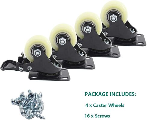 1.5'' Swivel Caster Wheels,ULIFESTAR Heavy Duty Plate Casters with Safety Brake,Locking Casters for Furniture with Strong Bearing No Noise Wheels,130 Lbs Per Caster Pack of 4 (White) in Kuwait