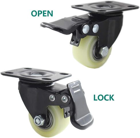 1.5'' Swivel Caster Wheels,ULIFESTAR Heavy Duty Plate Casters with Safety Brake,Locking Casters for Furniture with Strong Bearing No Noise Wheels,130 Lbs Per Caster Pack of 4 (White) in Kuwait