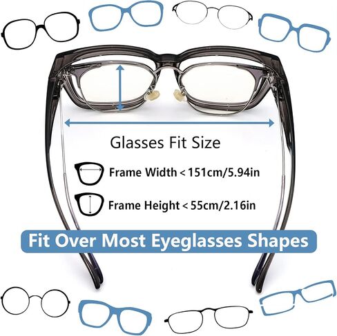Sehnsucht Anti Fog Fit Over Glasses Blue Light Glasses Over Glasses Safety Glasses Prescription Eyeglasses for Men Women in Saudi Arabia