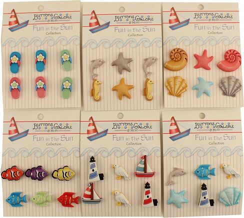 Buttons Galore Fun in The Sun 3D Buttons-Set of 6 Cards in Saudi Arabia