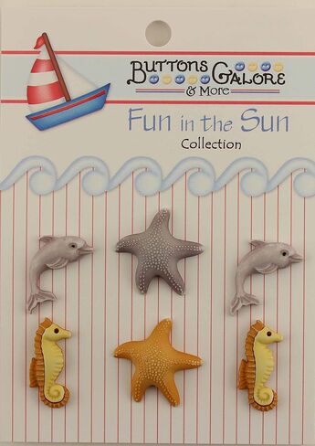 Buttons Galore Fun in The Sun 3D Buttons-Set of 6 Cards in Saudi Arabia