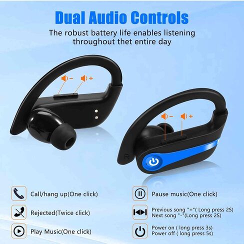 UrbanX Challenger Series Sports Earphones Wireless Bluetooth with Built-in Mic, 200H Playtime, Immersive Sound, Quick-Pair, Secure Fit, IPX7 Waterproof, Compatible with Amazon Fire Max 11 - Black in Saudi Arabia