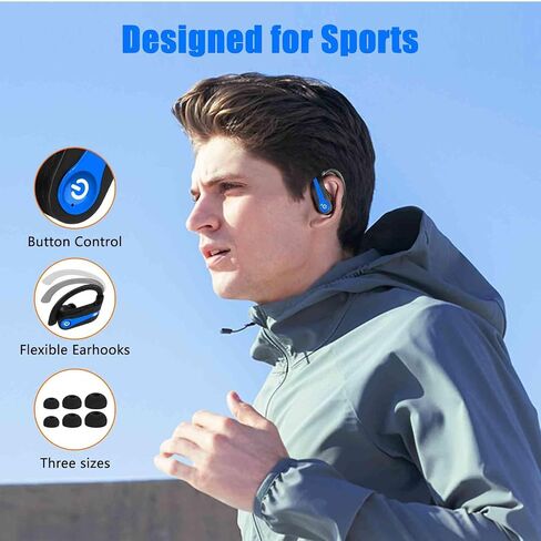UrbanX Challenger Series Sports Earphones Wireless Bluetooth with Built-in Mic, 200H Playtime, Immersive Sound, Quick-Pair, Secure Fit, IPX7 Waterproof, Compatible with Amazon Fire Max 11 - Black in Saudi Arabia
