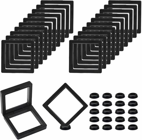 Black 3D Floating Frame , 4.3 x 4.3 x 0.8 inch Coin Display Case with Base , 3D Floating Jewelry Frame Display Holder Stands for Challenge Coins AA Medallions Specimen Jewelry (20 Pack) in Saudi Arabia