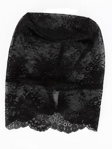 Lace Black Full Face Mask Sexy Fully Hollowed Perspective Mesh Headwear Women Private Masquerade Ball Party Holiday Party Outfits (black) in Saudi Arabia