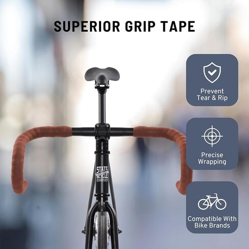 State Bicycle Co. Bike Handlebar Tape. Grip Tape for Handles, 2 Rolls, Adhesive Back Bar Tape Road Bikes. Bar End Caps Included, Brown in Saudi Arabia