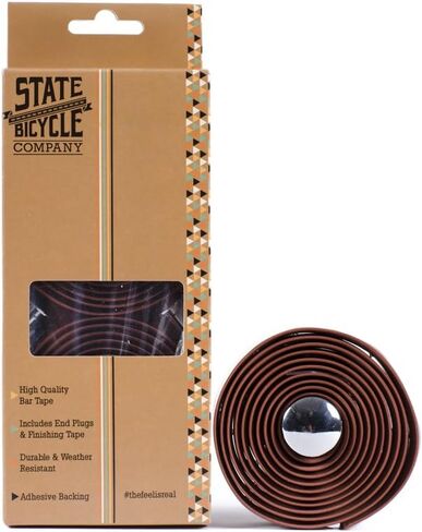 State Bicycle Co. Bike Handlebar Tape. Grip Tape for Handles, 2 Rolls, Adhesive Back Bar Tape Road Bikes. Bar End Caps Included, Brown in Saudi Arabia