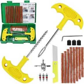 33Pcs Tire Repair Kit, Heavy Duty Tire Plug Kit，Universal Tire Repair Tools to Fix Punctures and Plug Flats Patch Kit for Cars, Motorcycles, Atvs, Tractors, Etc