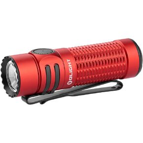 OLIGHT Warrior Nano Tactical Flashlight, 1200 Lumens Rechargeable LED Light with MCC Charger, Dual Switches EDC Flashlight for Emergency, Outdoors and Camping (Red)
