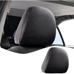 Pack-2 Car Seat Headrest Cover, Elastic Fabric Dust-roof Covers, Headrest Protective Covers, Headrest Cover Replacements, Auto Decoration, Universal for Most Cars, Trucks, SUVs (Black)
