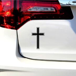Christian Cross Car Decal Christian Jesus God Religious Window Bumper Decal Sticker Suitable for Cars, Trucks 2Pcs (Black)
