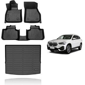 All Weather Floor Mats & Cargo Liner Fit for BMW 5 Series 2024 530i, 530i xDrive, 540i, 540i xDrive (no Mobility Kit, with Spare Tire) Car Floor Liner BMW 5 Series Automotive Cargo Trunk Liners Black