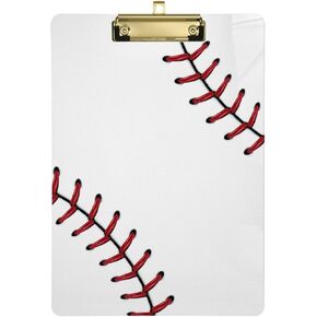 Baseball Clipboard Acrylic Fashion Letter A4 Size Clipboards with Gold Metal Clip for Nurses, Students, Women, Man and Kids