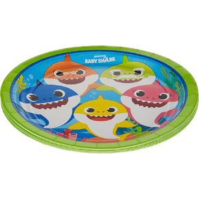 Colorful Baby Shark Round Plates (Pack of 8) - 9" - Multicolored Paper Party Plates - Perfect for Birthdays, Elegant Events, and Everyday Use