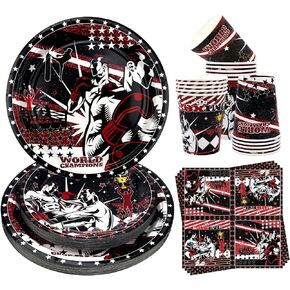 Boxing Birthday Party Decorations - Boxing Party Supplies including Plates, Cups, Napkins, Tablecloths for Boxing Party Decorations - Serves 20 (4-20)