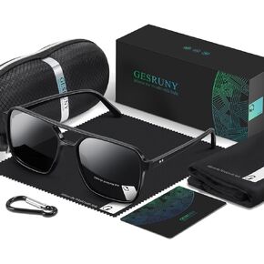 Retro Aviator Sunglasses for Men Women,Trendy Rectangle Womens Mens Polarized Shades Sun Glasses