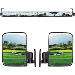 10L0L Golf Cart Folding Side Mirror and 4 Panel Rear View Mirror, Universal fit EZ-GO Club Car Yamaha, Adjustable Wide Panoramic Golf Cart Mirrors Combo