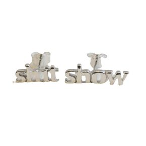 Shit Show Small Sterling Silver Stud Earrings - Handmade Minimalist Jewelry Gift Ideas for Women (sterling-silver)